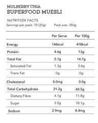 Mulberry Chia Superfood Muesli 350g (Gluten Free, Vegan, No Added Sugar)