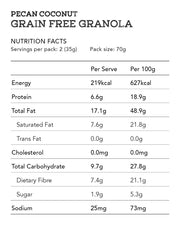 Pecan Coconut Grain Free Granola 70g (Gluten Free, Dairy Free, No Refined Sugar)