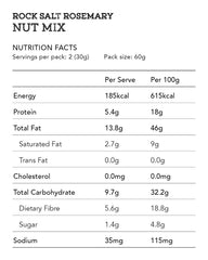 Rock Salt Rosemary Nut Mix 60g (Gluten Free, Vegan, No Added Sugar)